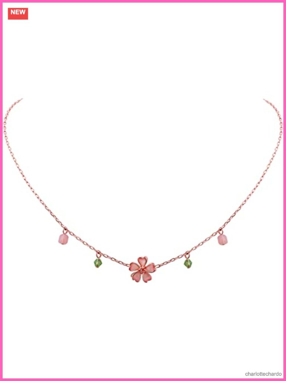 Rose Gold Plated Cherry Blossom Flower Pendant Choker Necklace